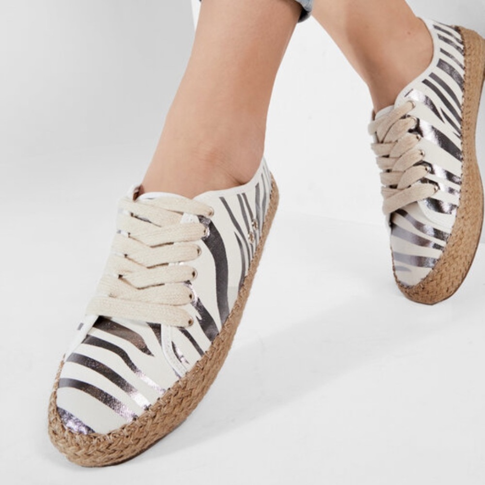 NWT Emu Australia Agonis Zebra Metallic Print Espadrilles Sneaker Shoe Canvas 8